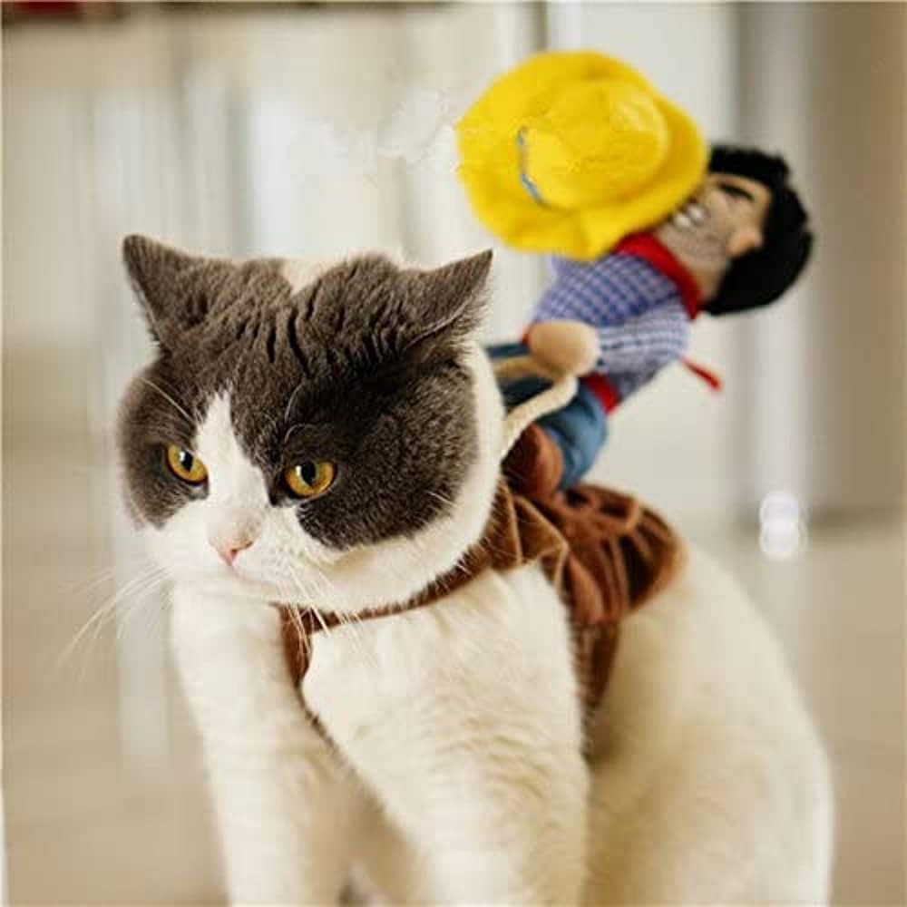 Halloween Cowboy Dog Cat Costume Clothes Novelty Funny Pets Party Cosplay Apparel Dog Riders Clothing (X-Large)