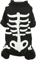 Halloween Dog Costumes for Small Dog Glow in the Dark Skeleton Pet Jumpsuit Skull Puppy Pajamas Breathable Stretchy Halloween Holiday Cosplay Party Apparel
